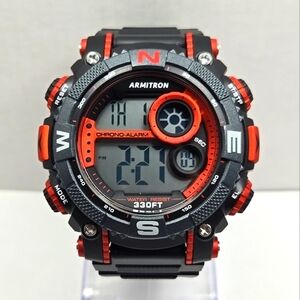 Mens Armitron Sport Digital Chronograph Watch Works Month Day Date Alarm